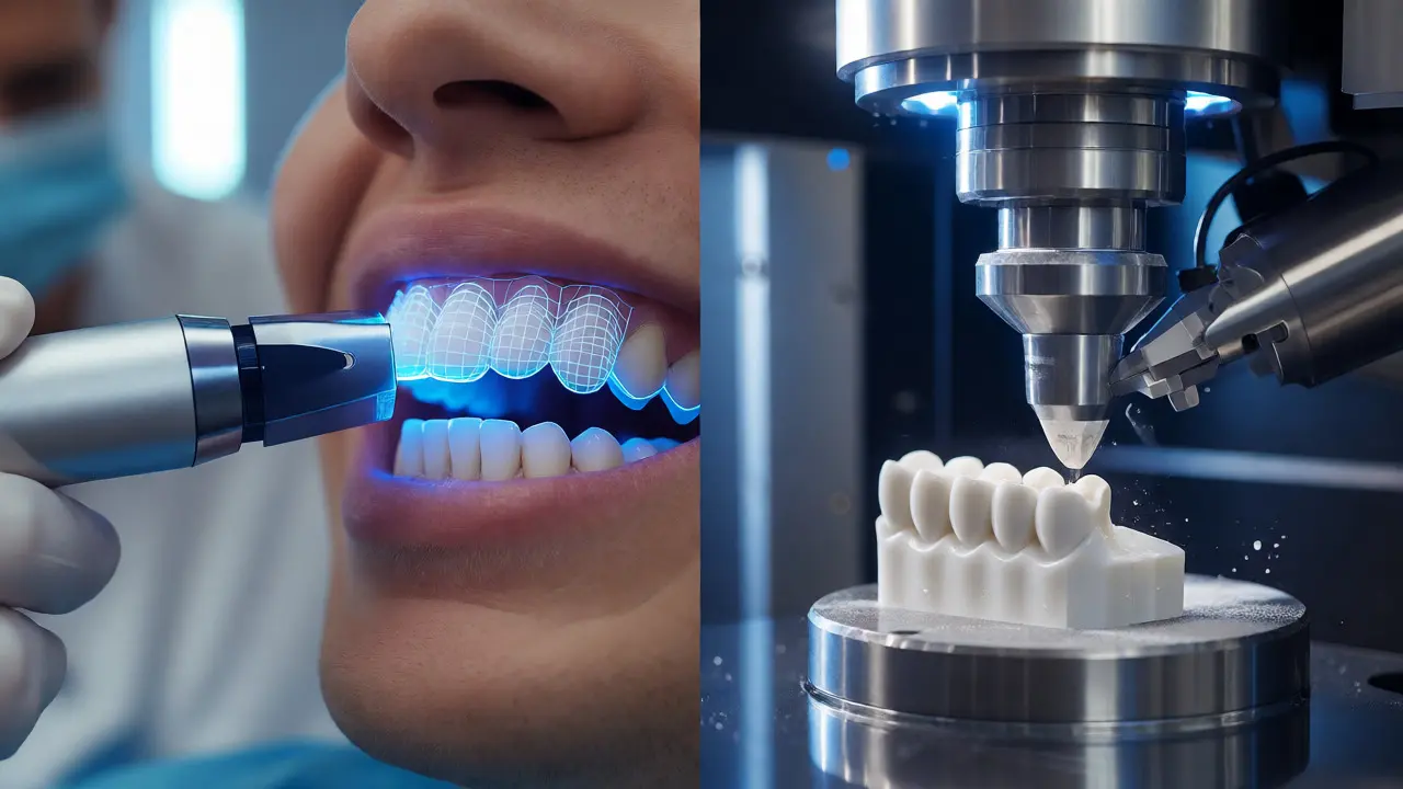 Digitální proces výroby zubů pomocí 3D skenování a robotického frézování keramiky