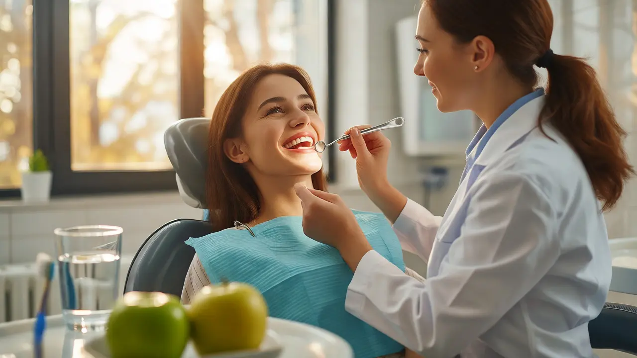 Pacient u dentálního hygienisty v moderní ordinaci